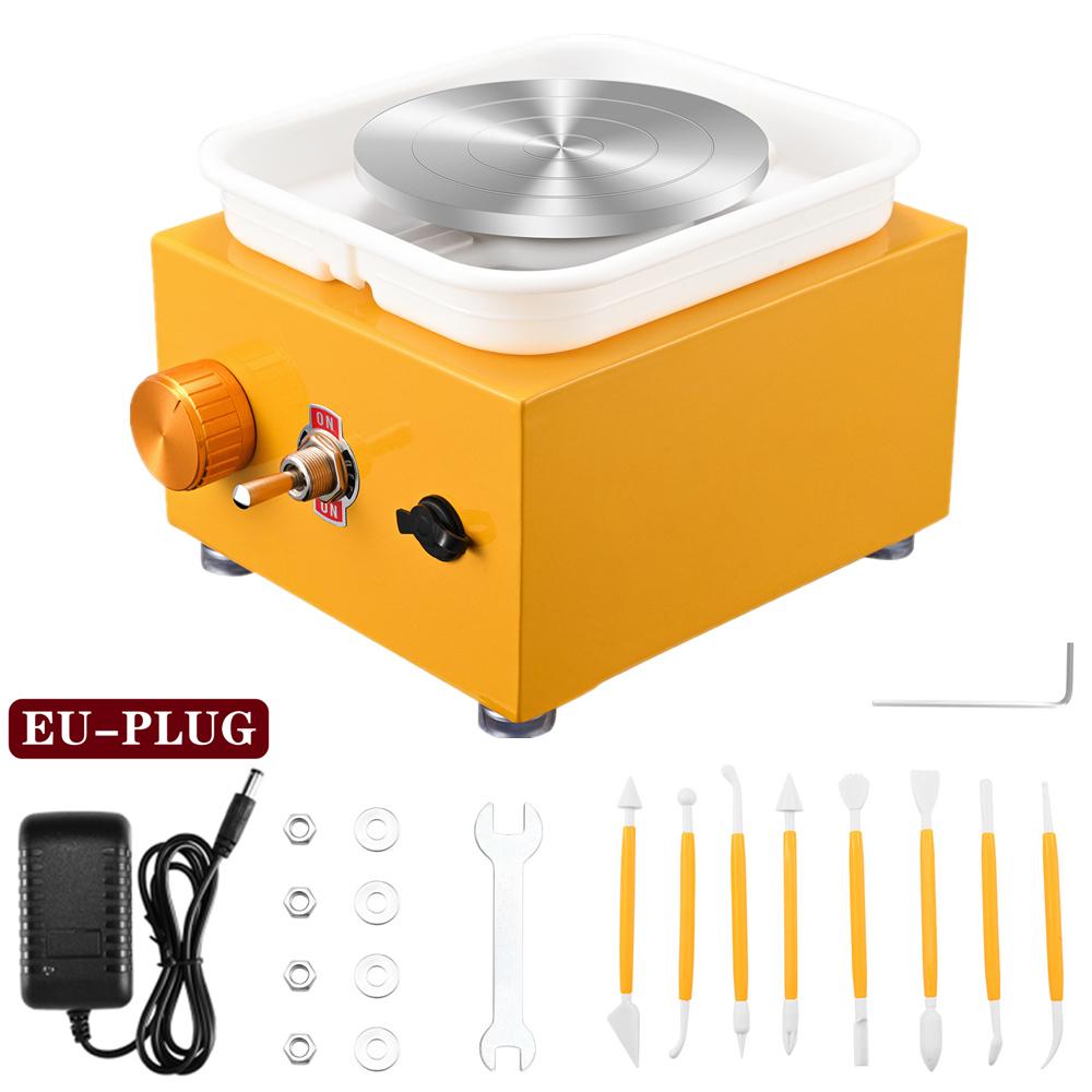 Electric Pottery Wheel Machine with Turntable+Sculpting Kit, DIY Clay Tools Mini Pottery Forming Machine for Arts Crafts Ceramic