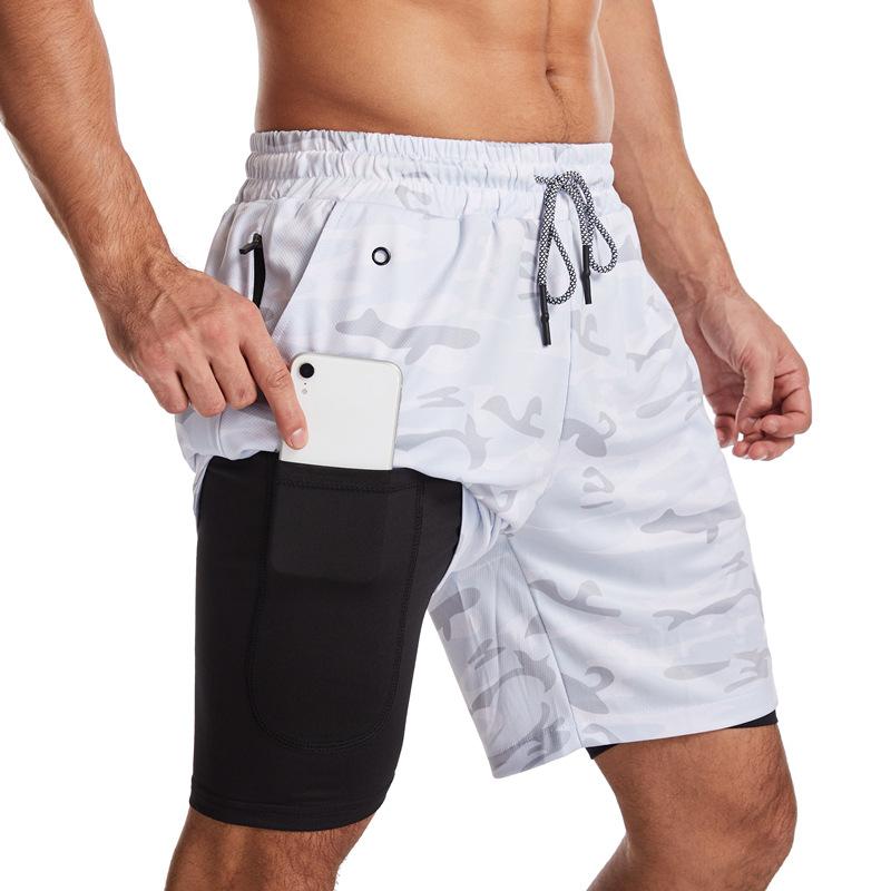 Men's Running Shorts 2-in-1 5/5 Quick Drying Fitness Straight Leg Mid Length Pants