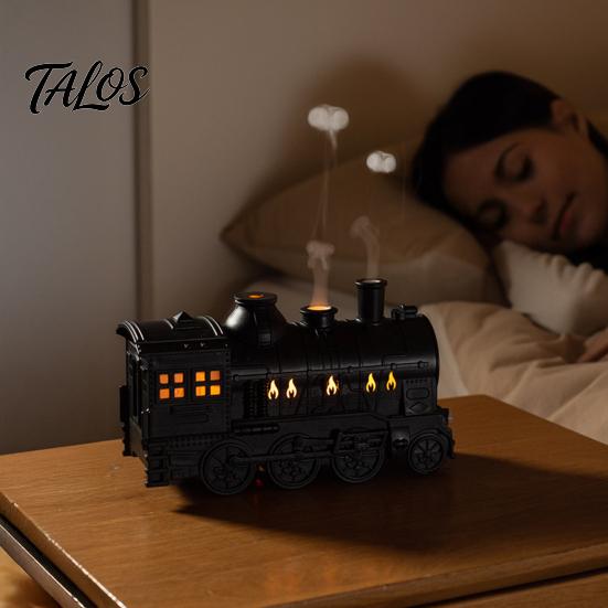 Large Capacity Desktop Humidifier Vintage Steam Train Aroma Diffuser, 300ml Ultrasonic Cool Mist with Dual Decorative Fragrance Machine for Office LED