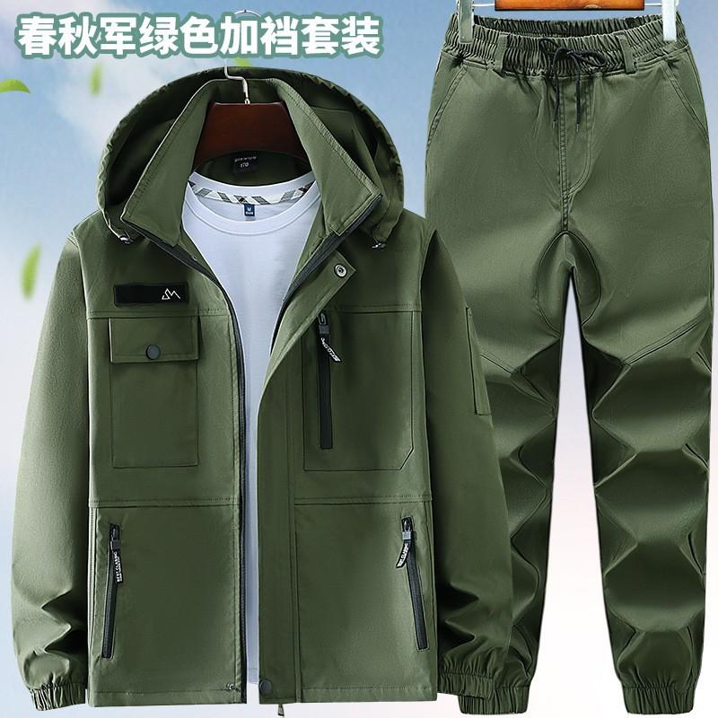 Work Clothes Suit Men's Camouflage Hooded Wear-resistant Labor Protection Construction Site Training Thickened Outdoor