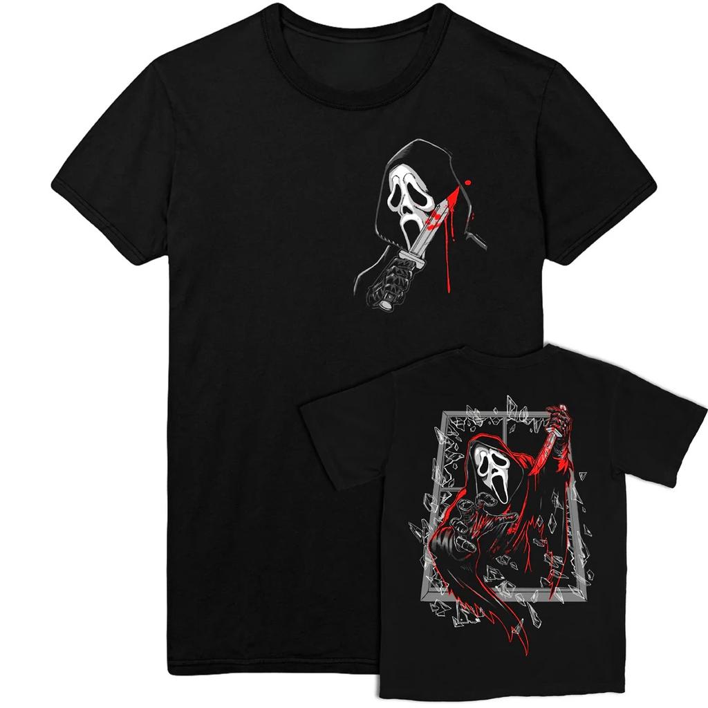 Scream Movie Ghost Face Tshirt for Men and Women Summer Pure Cotton Clothing Fashion Gothic Short Sleeved Tshirt Unisex