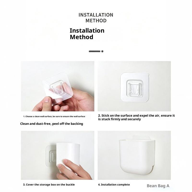 Self-Adhesive Plastic Wall Storage Rack No Drill Organizer for Mobile Phone Remote Controls Workplace Office Use