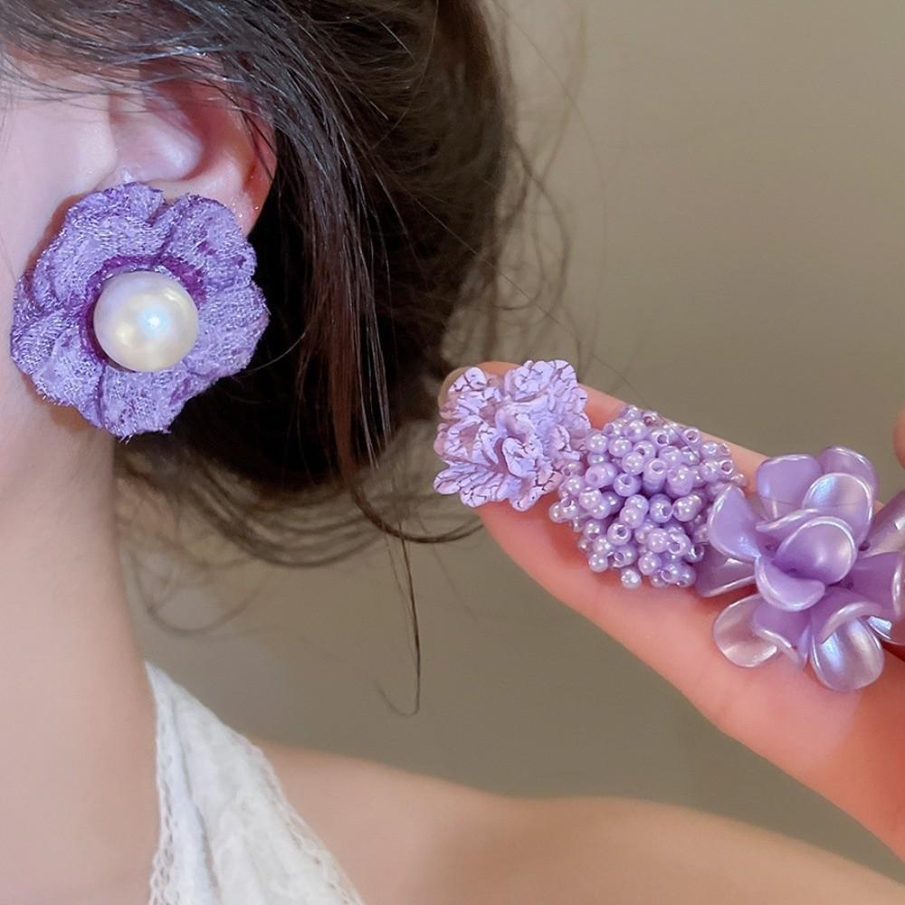 5 Pairs Floral Flower Ear Studs Set Acrylic Korean Style Earrings  Girl Gift