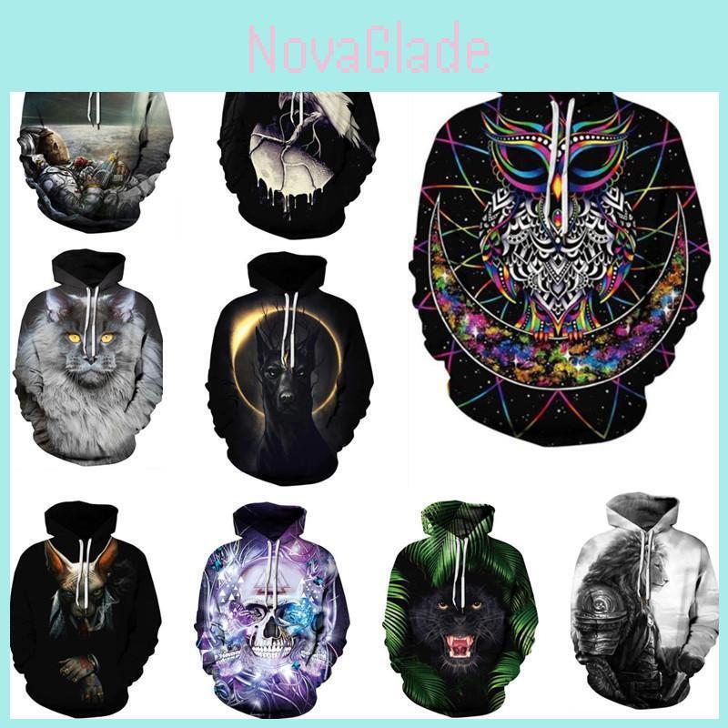 Galaxy Space 3d Wolf Graphics Sweatshirt Jacket Pullover Hoodie Unisex Sweater