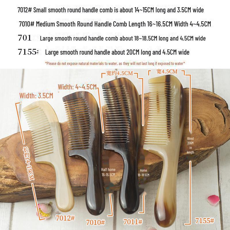 

Гребень из натурального рога Hemei: Массаж кожи головы и расческа для хвоста для женщин Round handle comb series, Medium