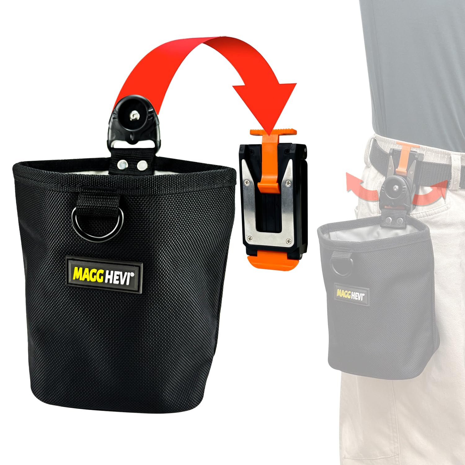 

MAGGHEVI Поясной гвоздь Пружинный съемный инструмент Легко крепится и Поясной инструмент Винт Мелкий предмет из нейлона Водонепроницаемый и уменьшает спину Идеально для и чёрный