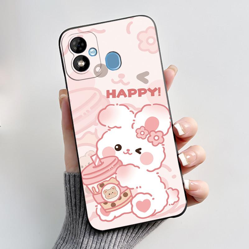 Phone Case For Itel A33 Plus Bumper Soft Silicone Jelly Black Case Aesthetic Popular Pattern Flower Lotus Shockproof Cover