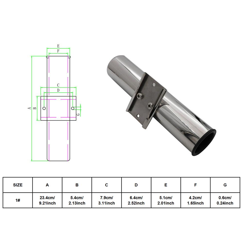 1 Piece Fishing Rod Holder Support Sturdy Easy Installation with PVC Insert Yacht Stainless Steel Mount Fishing Rod Socket