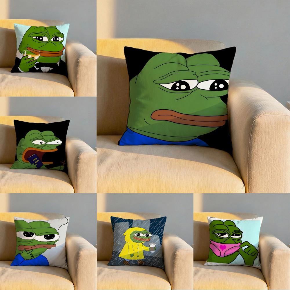 Character Pepe the Frog Cushion Cover Soft Reversible Durable Pillow Cover MultiScene Use for Home Car Daily Comfort