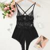 Women's Hollow Crotchless Bodysuit Slim Fit Mesh Lace Jumpsuit Bodysuit Summer Sexy Club Outfits Sleepwear Dress Women Lingerie