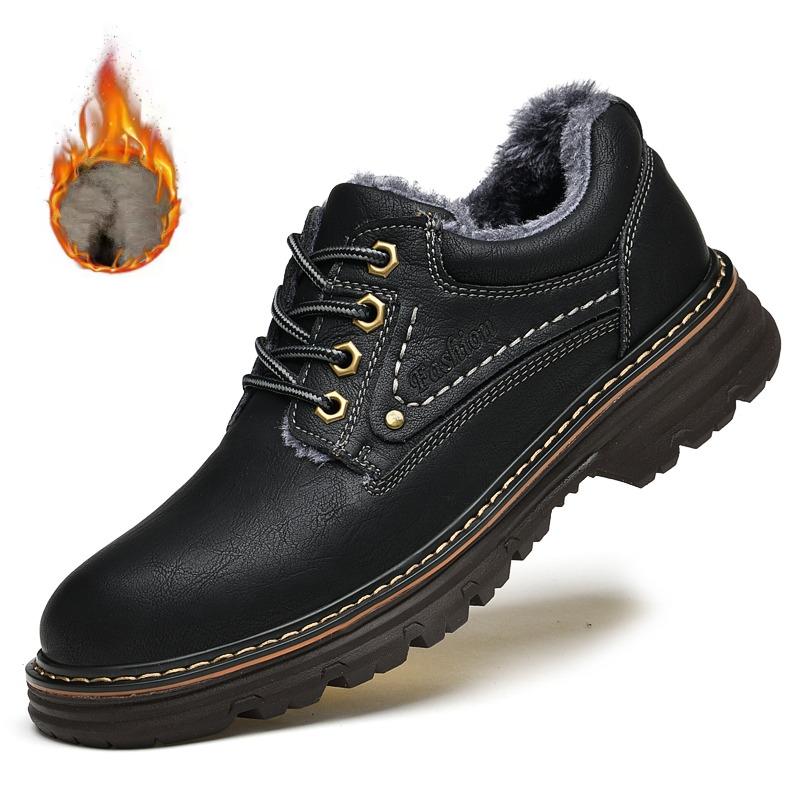 

Новая осенняя мужская повседневная обувь, формальная обувь, ретро кожаная обувь и зимняя мужская теплая обувь с длинной плюшевой подкладкой и хлопком 44