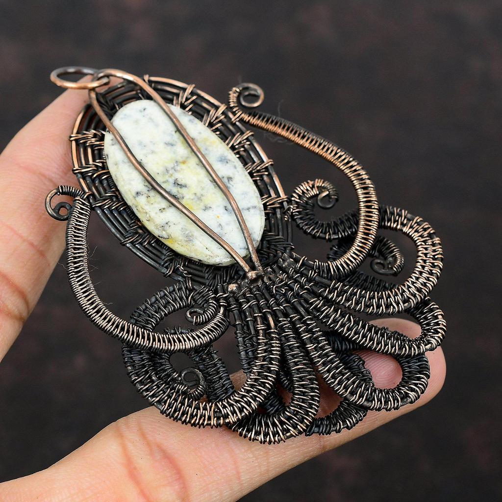 K2 Jasper Gemstone Pendant Copper Wire Wrapped Pendant Handmade Pendant Wonderful Copper Jewelry Octopus Pendant K2 Jasper Jewelry For Gift