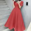 ZANZEA Abito Casual Elegante da Donna con Scollo Quadrato e Maniche Corte