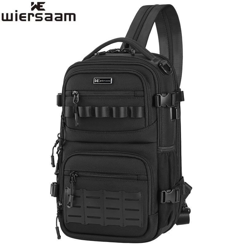 WIERSAAM Men s Multi-functional 3-Way Shoulder & Chest Backpack