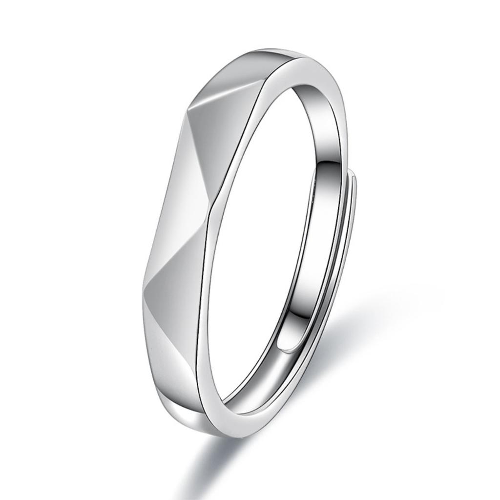 Black and White Rhombus Ring for Boys and Girls Couples Simple Pair Ring