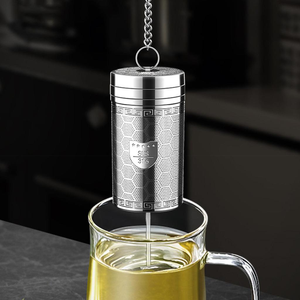 Infusore per Tè in Acciaio Inossidabile 316 con Coperchio Filettato Colino a Maglia Fine Filtro per Tè in Foglie Sfuse Strumenti per Cucina Bar Caffè Tè