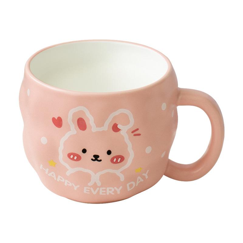 Soft and Cute Rabbit Ceramic Cup High looking Mug Couple Home Breakfast Milk Cup Cute Girls Ceramic Water Cup