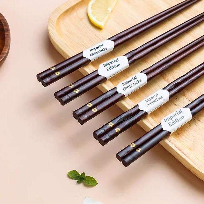 5 Pairs Sushi Chopsticks Natural Wooden Eco-Friendly Reusable Wood Korean Chinese Food Chop Sticks