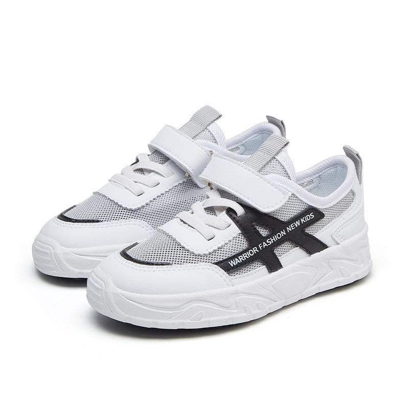 Warrior Fashion Simple Trendy Versatile Non-Slip Wear-Resistant Breathable Lightweight Casual Shoes Kids Sneaker White Gray WZTH-079112