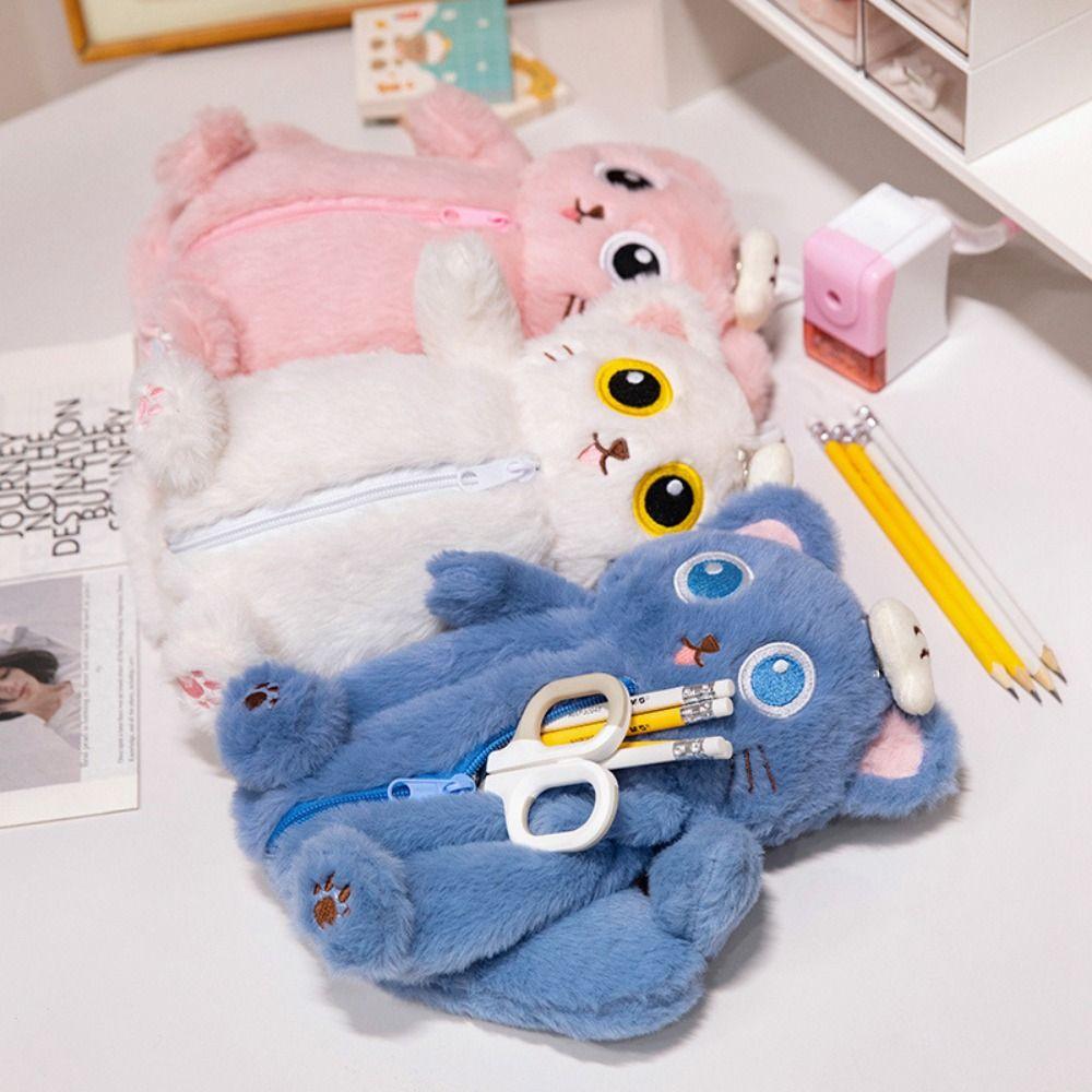 Cartoon Cat Pen Bag Large Capacity Stationery Organizer Cute Pencil Case  Student