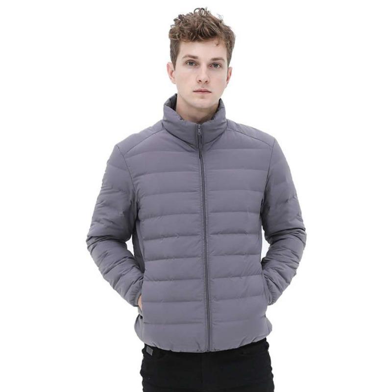 

Fleece men s stand-up collar seamless one volume light and thin down jacket men s short large size Pinghu down jacket winter jacket 3XL серый