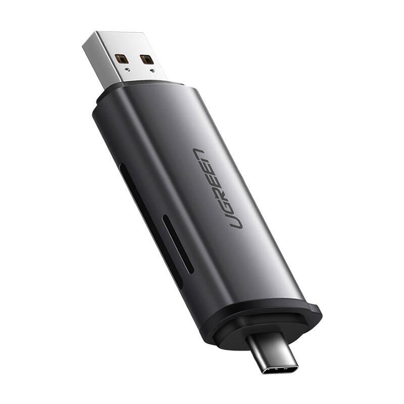 Adapter Usb + Usb-C Ugreen  Cm185 Czytnik Kart Sd + Microsd (Szary)