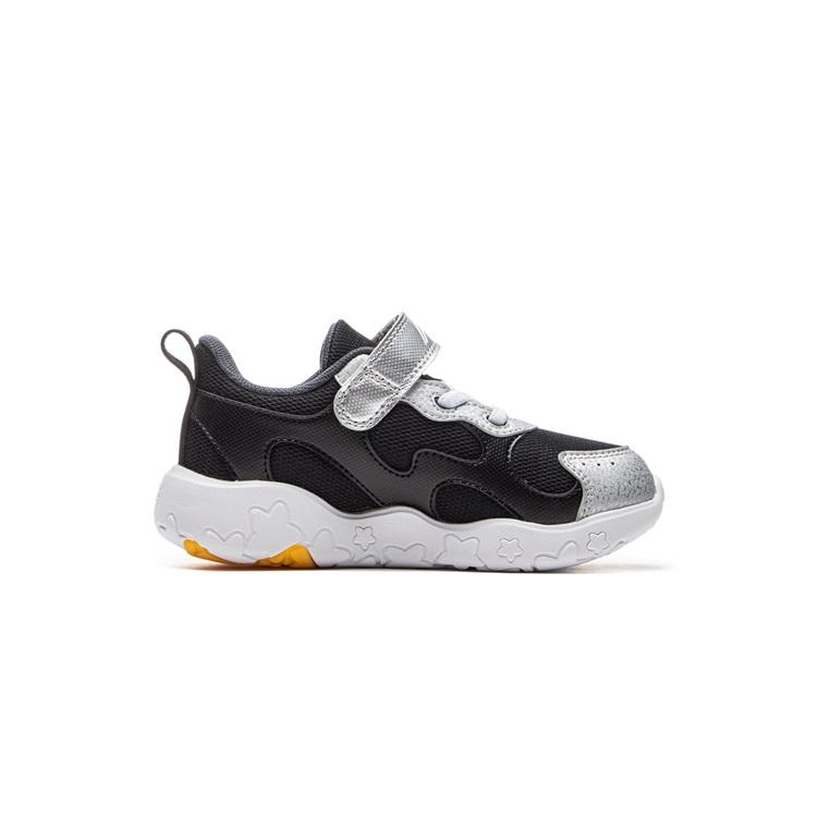 Li Ning Kids Comfortable Versatile Non-Slip Wear-Resistant Breathable Low-Top Casual Shoes Kids sneaker Silver Black YKNU108-3