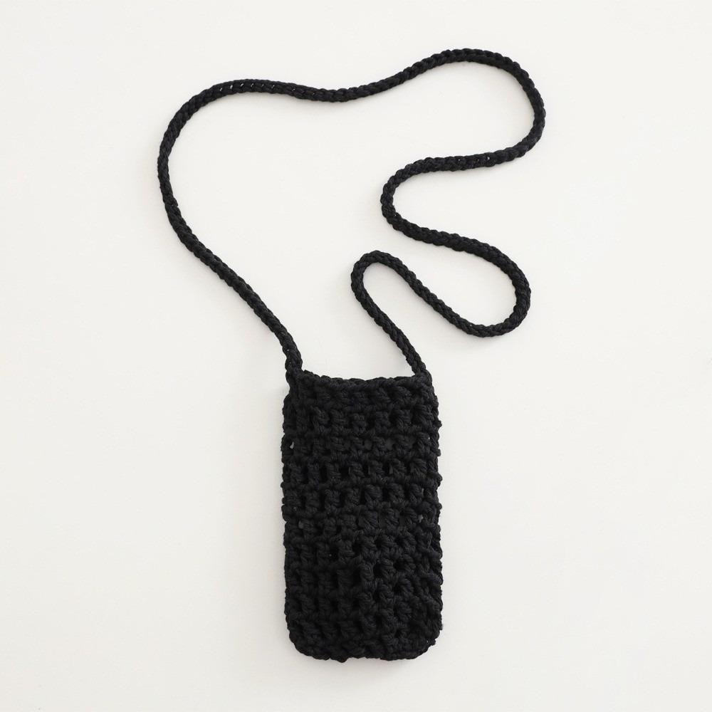 Fashion Vibrant Colorful Knitting Phone Bag Lightweight Hollow Design Beach Purse Portable Small Shoulder Bag Beach Travel