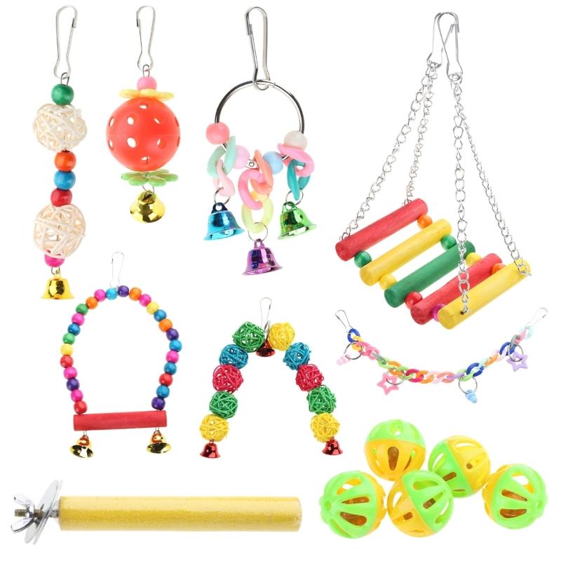 Parrot Toy Kit Bird Toy Accessories Bird Cage Toy For Parrots Birds Swing Chewing Bird Toy Parrot Bite Toy