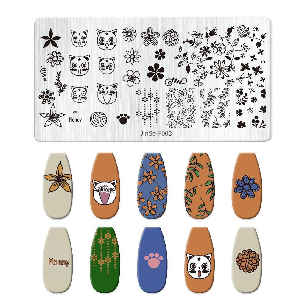 Nail Art Silicone Stamp & Geometric Steel Plate Set