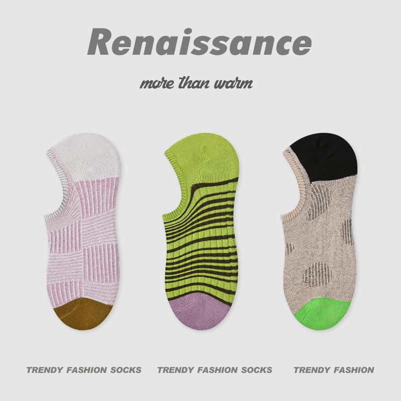 Socks, Women, Summer Thin, Breathable Short Socks, Retro Relief, Knitted, Non Falling Heels, Invisible Ship Socks