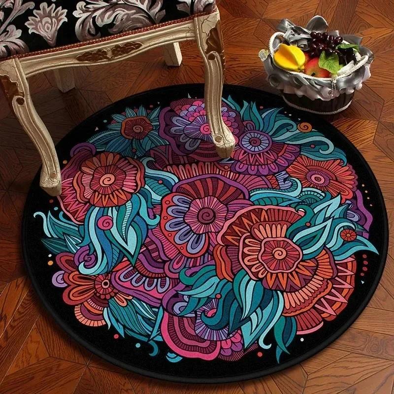 Bedroom Children's Chair Non-slip Floor Mat Room Home Decoration Round Carpet Living Room Mandala Bathroom Absorbent Floor Mat