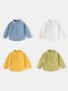 2026 Spring Boys' Solid Color Stand-Up Collar Long-Sleeved Shirt - Trendy Kids' Clothing