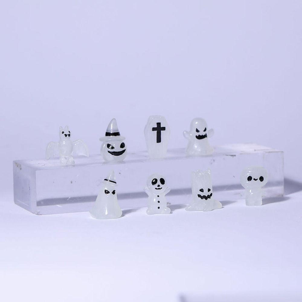 

8pcs Glowing in Dark Halloween Luminous Ghost Figurines Yard Garden Accessories