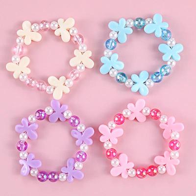 Children's Pink Flower Bow Acrylic Princess Bracelet
