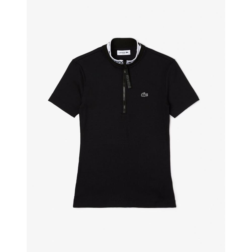 

LacoSte Women S Ribbed Half Zip Polo Shirt Df5376 53g 031 034