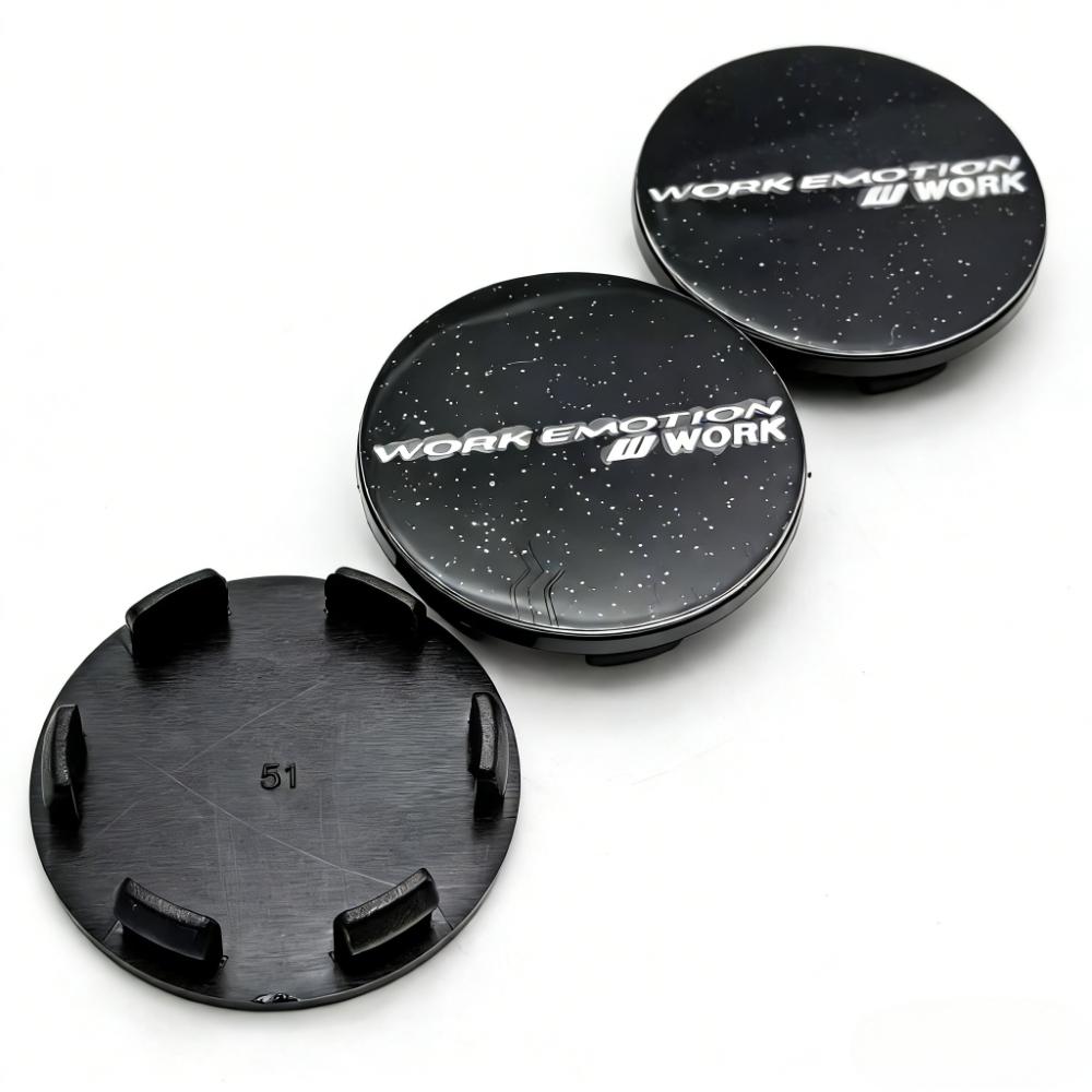 4pcs W Work Emotion Logo Emblem Badge Car Wheel Center Caps 51MM Clip 46MM Rim Hubcaps Dust Cover Wheels Hub Cap Car Accessories