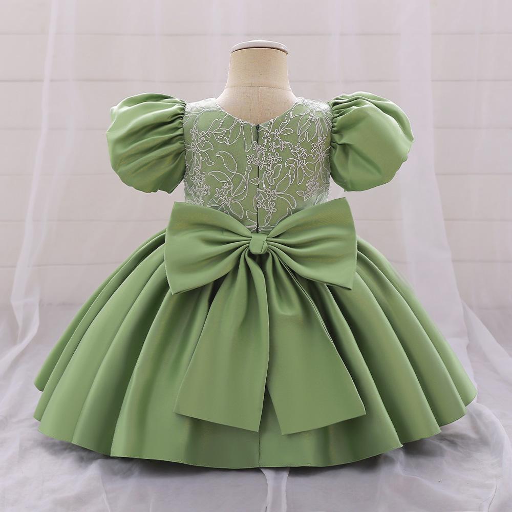 Summer Flower Bow Princess Newborn Kids Dresses for Girls Lace Ball Gown Wedding Bridemaid Prom Party Girl Dress Birthday Child Costume