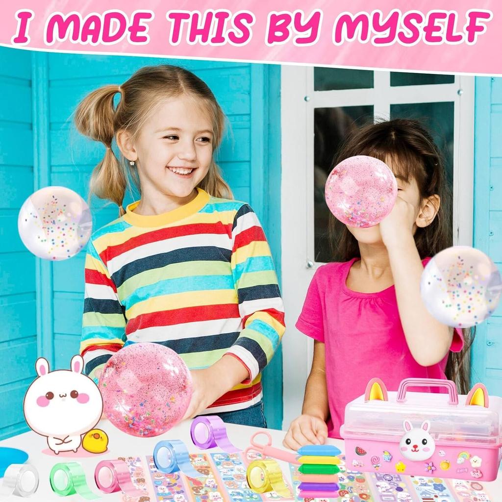ZiZa Cute Bunny Nano Tape Bubble Kit for Kids, Nano Bubble Tape Squishy Maker Kit, Nano Tape Bubbles, Toys for Girls 4-6,Girl Toys Age 6-7 Years Old,