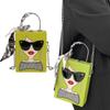 Crossbody Umhängetasche Damen Geldbörse für Frauen Mädchen PU Tragetasche Quadratische Tasche Modische Handtasche Dame mit Brille Stil Kettentasche