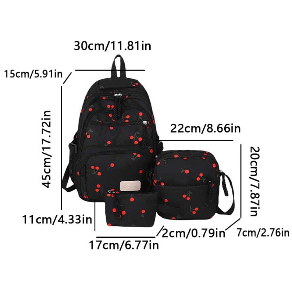 3Pcs/Set Bow Print Backpack With Crossbody Bag And Small Purse Bow Student Bookbag Simple Backpack For Elementary Middle Kids