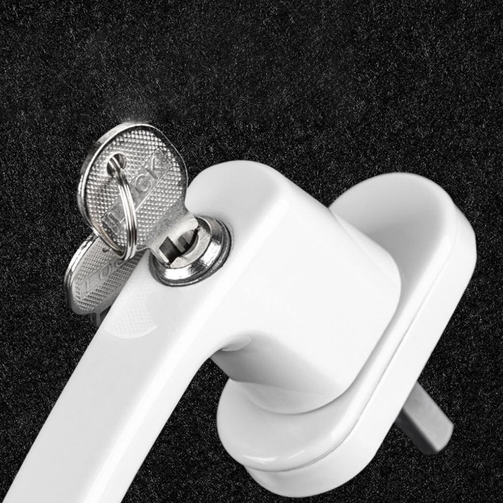 2Pcs Aluminum Alloy Window Handles Lock With Key & Screws Balcony Door Handle Lockable Double Glazing Window Handle