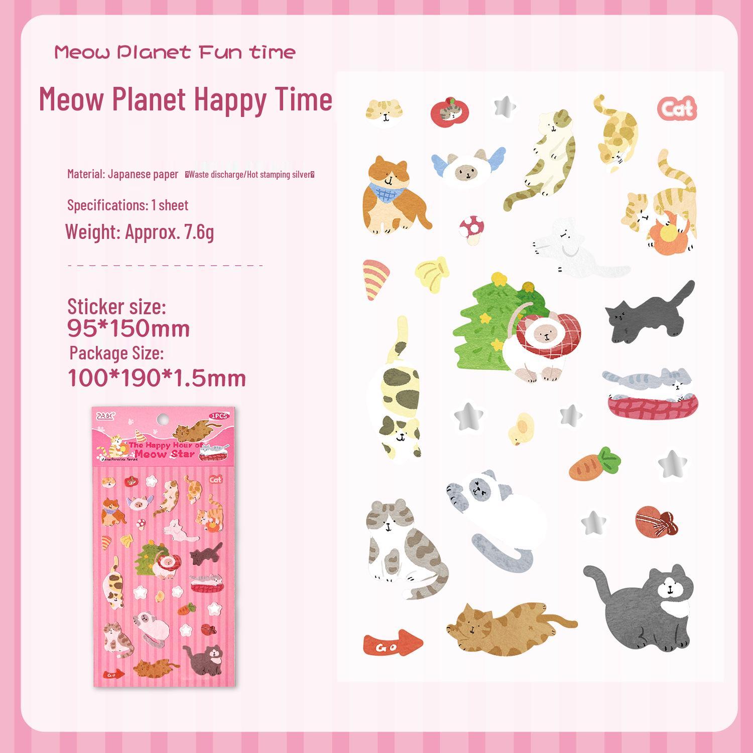 

ZABC Crossing Meow Star Paradise Cat Stickers - Cute Cartoon DIY Set (4 Styles)