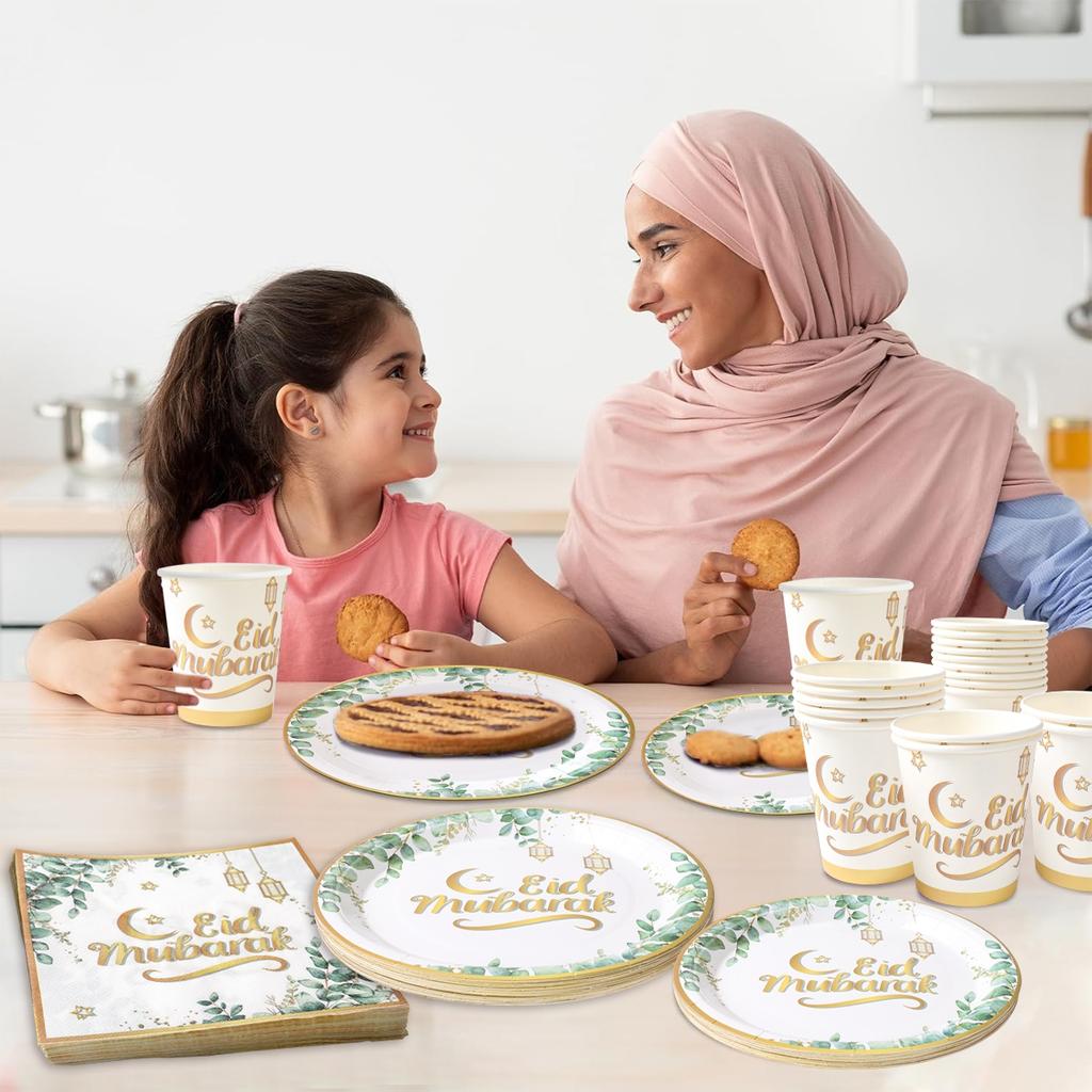 Eid Mubarak Tableware Set Ramadan Decoration For Home 2025 Ramadan Kareem Eid Al Adha Gifts Islamic Muslim Party Decoration