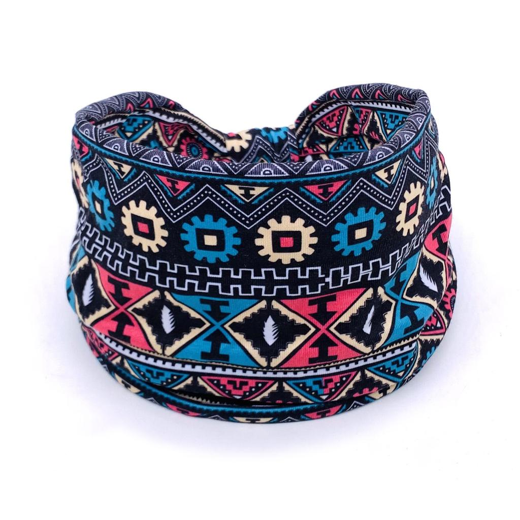 European American Women's Hair Band African Print Pattern Wide Edge Elastic Knot Sports Yoga Headband Women's Headwear Hair