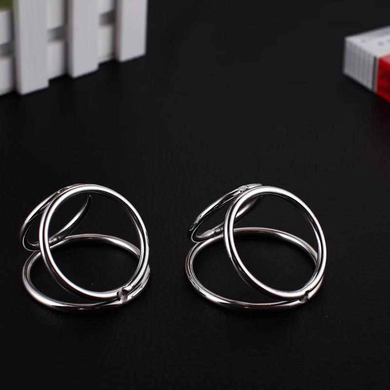 Men's Triple Restraint Metal Cock Ring Set - BDSM Erotic Device