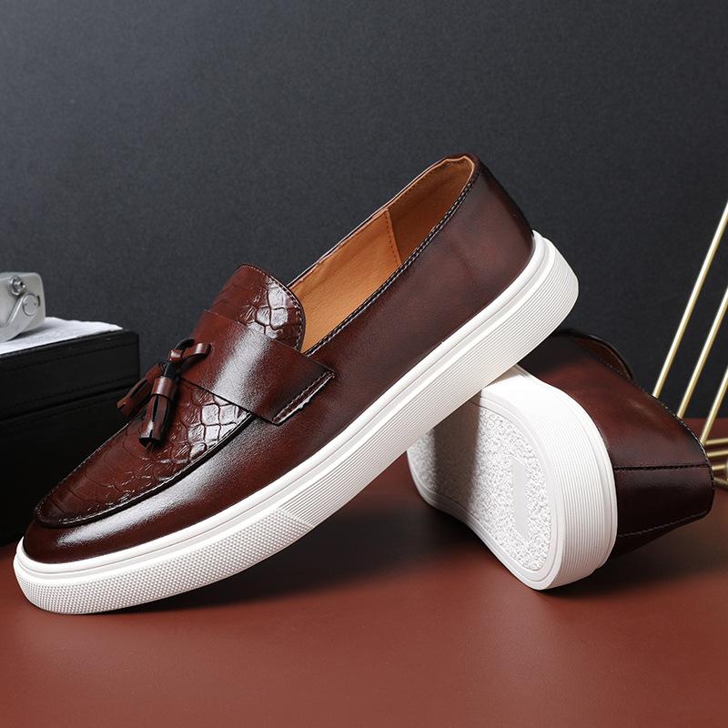 WS21 Loafers one-pedal versatile embossed casual men's loafers tassels foreign trade