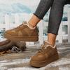 Aphixta Brown Winter Boots Platform Furry Women Ankle Boots Long Plush Lace Up Warm Shoes Botas Mujer Botines Big Size 41