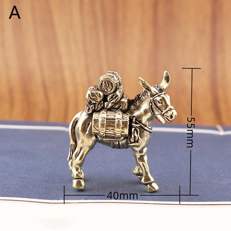 Solid Brass Donkey Small Ornament Antique Copper Animal Equus Asinus Miniature Figurines Home Desktop Decoration Accessories