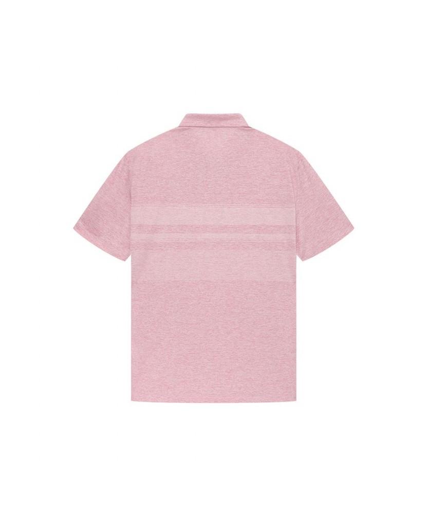 NOTIG Rayon Blend Patterned Short Sleeve Polo Shirt Pink_Oms1T1Ts103P1